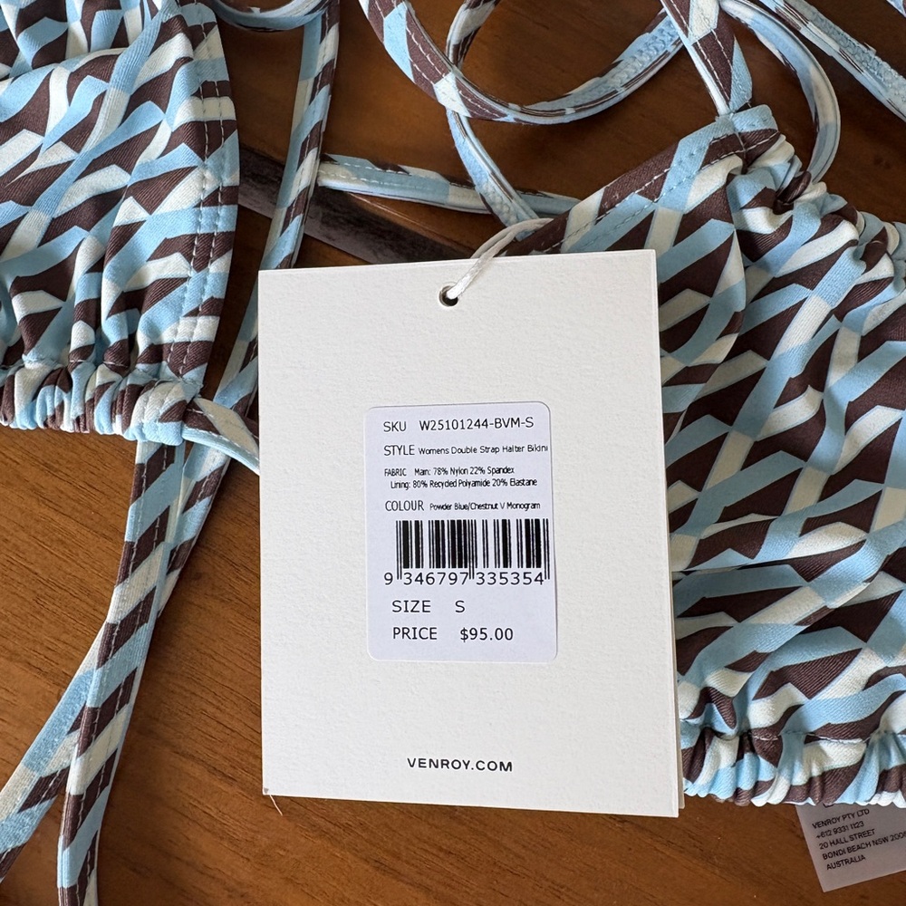 Venroy Light Blue Patterned Triangle Bikini Set - Picture 4 of 8